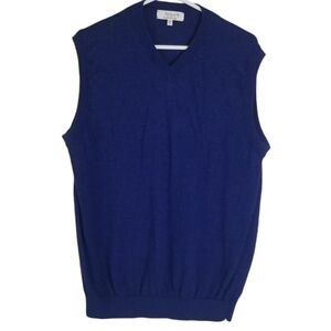 Turnbury Royal Blue Extra Fine Merino Wool Sweater Vest Size L